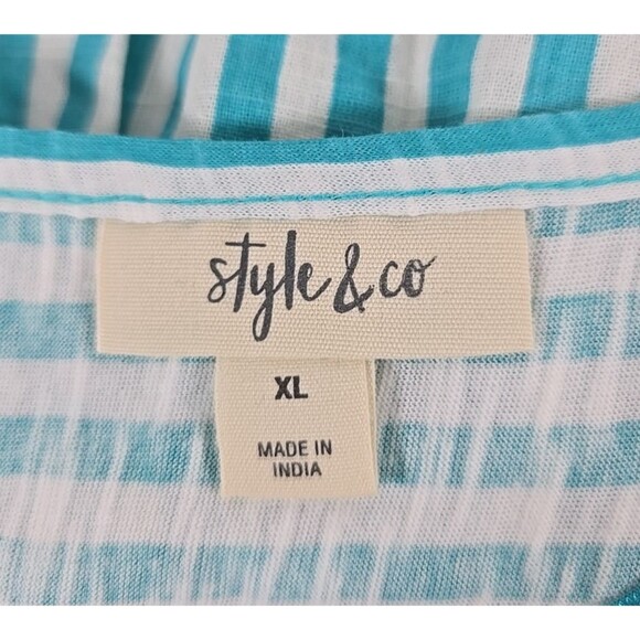 Set of 3 Style & Co Red White Blue Stripe Cap Sleeve Ruffle Hem Cotton Sz XL - Picture 13 of 15